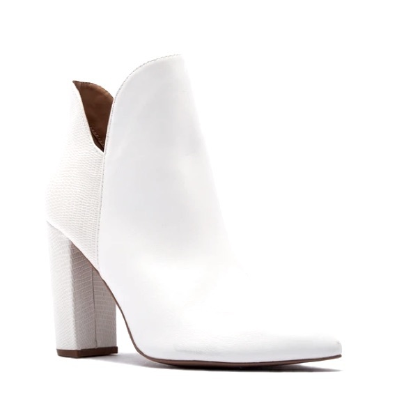 Last Size 10 Qupid Signal White Textured Platform Heeled Boot - Picture 8 of 9